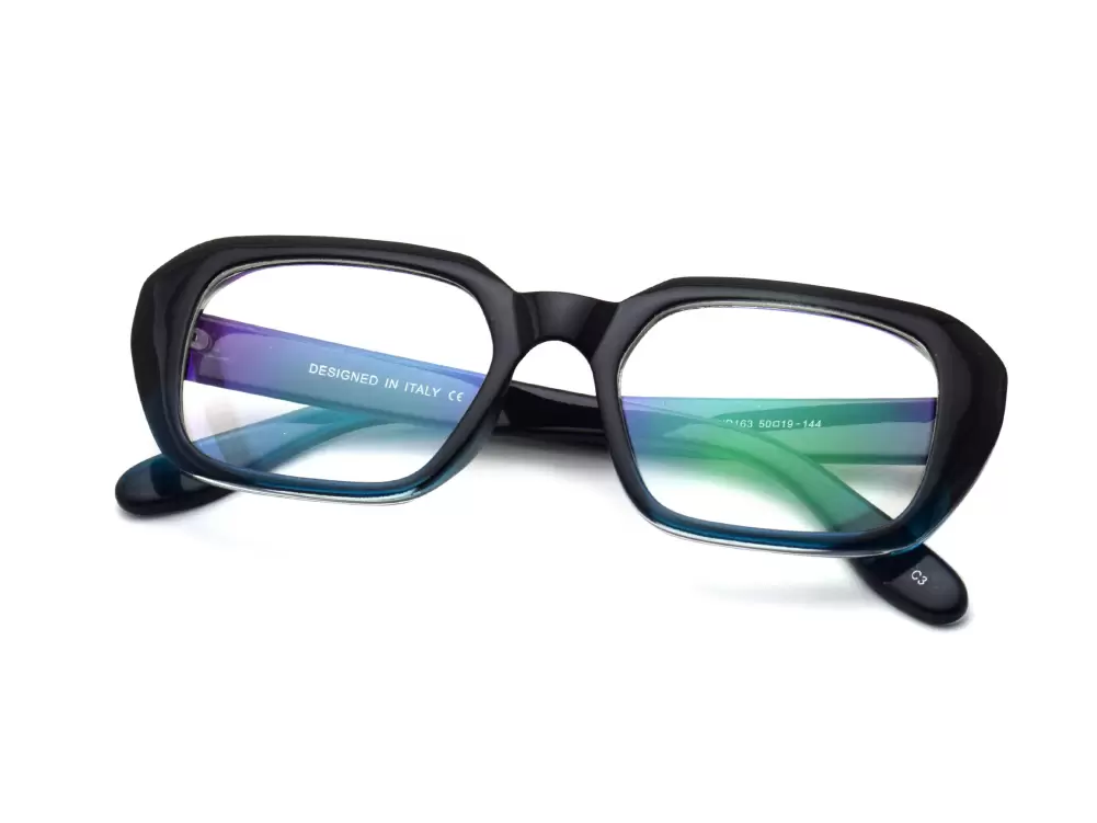 Full Rim Rectangle Glasses – Black-Blue, 49-50MM