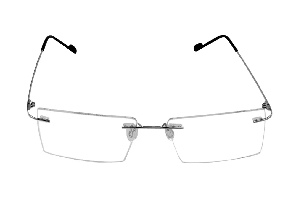 Rimless Rectangle Frame – Silver, 51-52MM