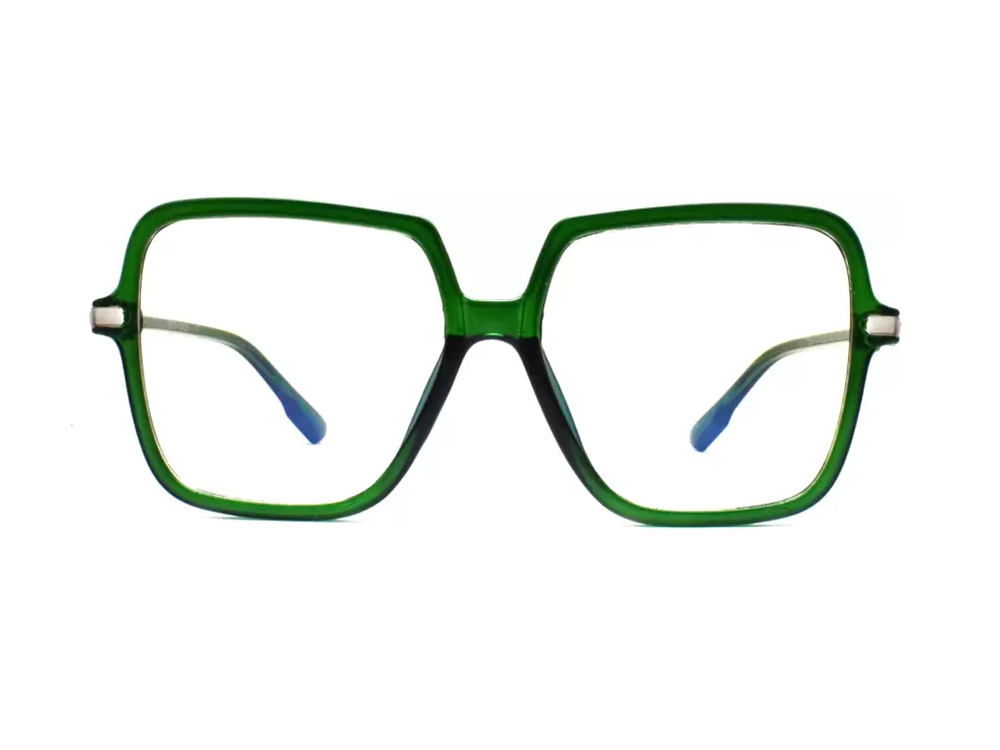 Full Rim Square Glasses – Green, 57-58MM